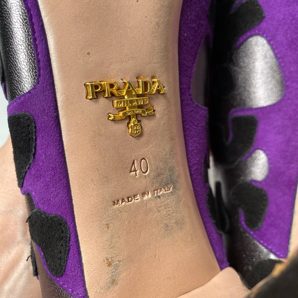 Prada suede pumps heels leopard pewter black purple 40 - Picture 10 of 12